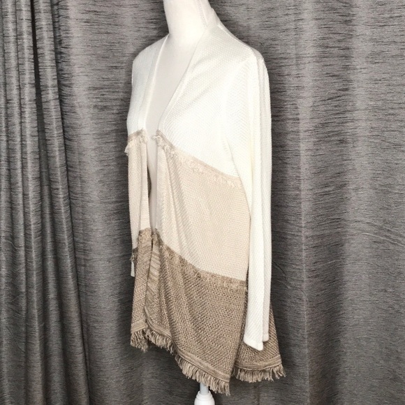 STYLE & CO WHITE CREAM TAN CARDIGAN LARGE - Picture 2 of 8